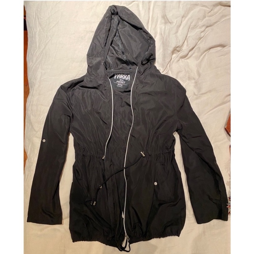 Parka in a Pocket black water resistant jacket